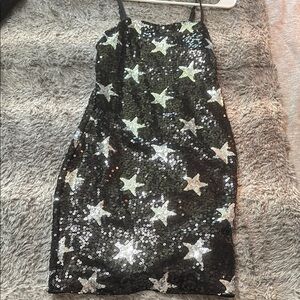 SHEIN Black and Silver Star Sequin Mini Dress